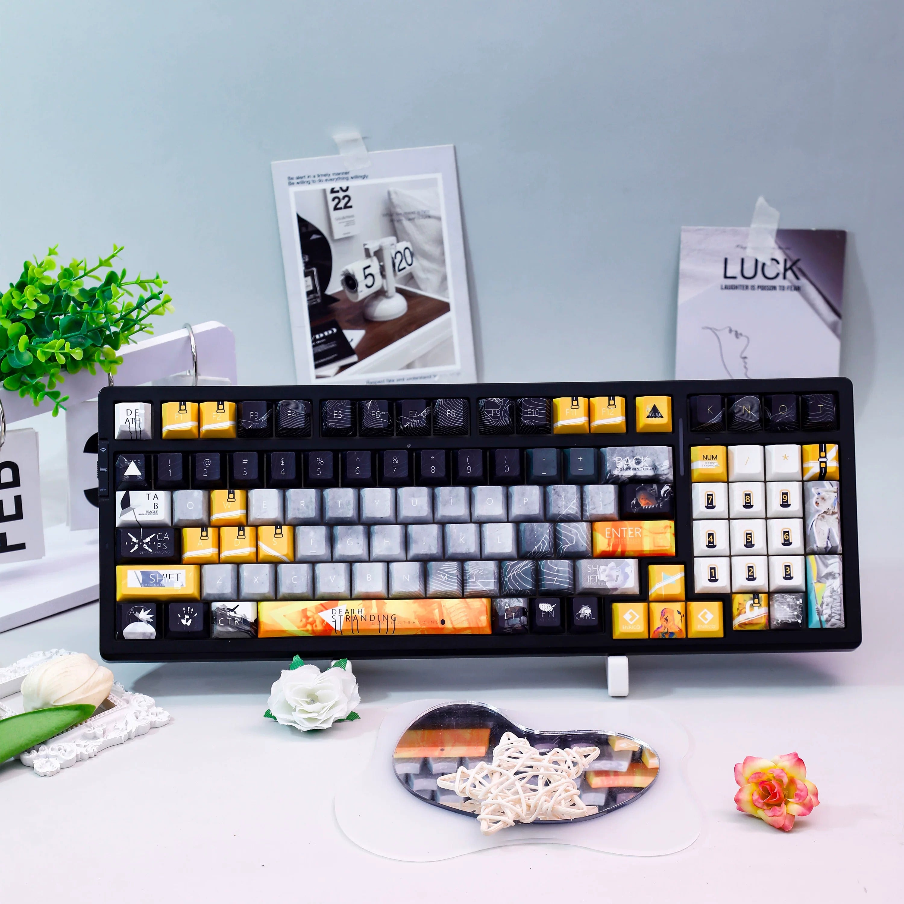 Death Stranding theme, PBT material personalized keycap set, anime keycap culture peripheral mechanical keyboard decoration keycaps, Compatible with 61/64/68/75/84/87/104 key mechanical keyboard keycap set
