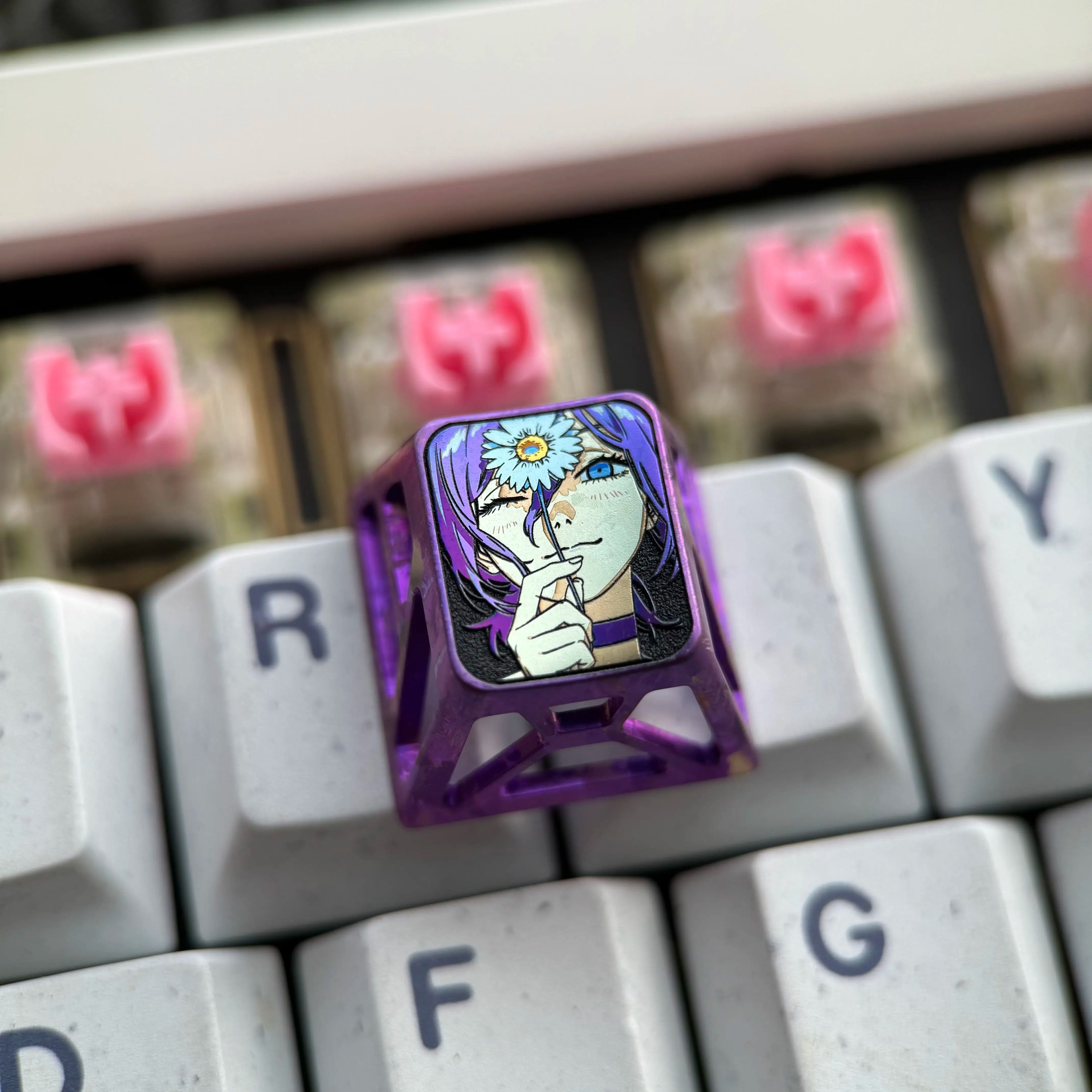 Titanium alloy 1U hollow titanium alloy personalized keycap collection, customizable, anime and game culture creative personalized keycaps. Mechanical keyboard decorative keycaps