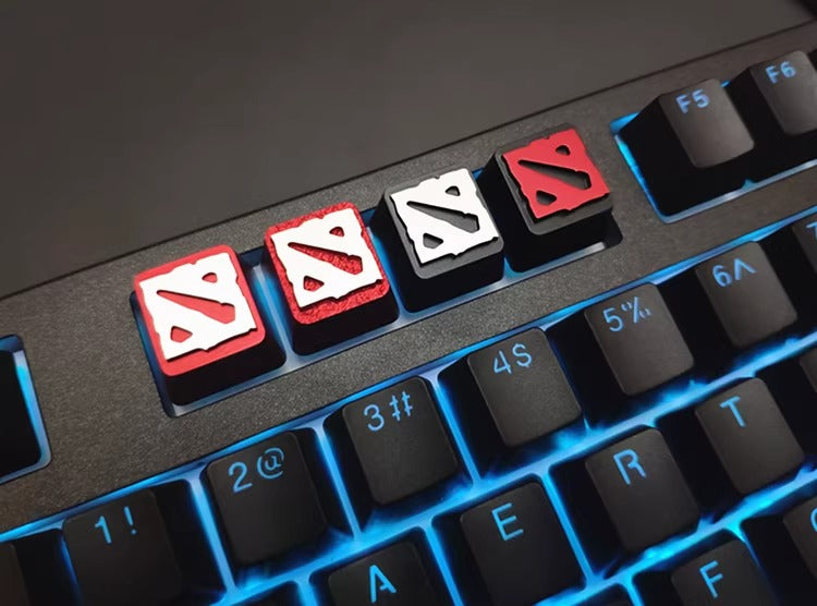 DOTA2 logo. Aluminum alloy CNC processed personalized keycaps, game creative metal decorative keycaps