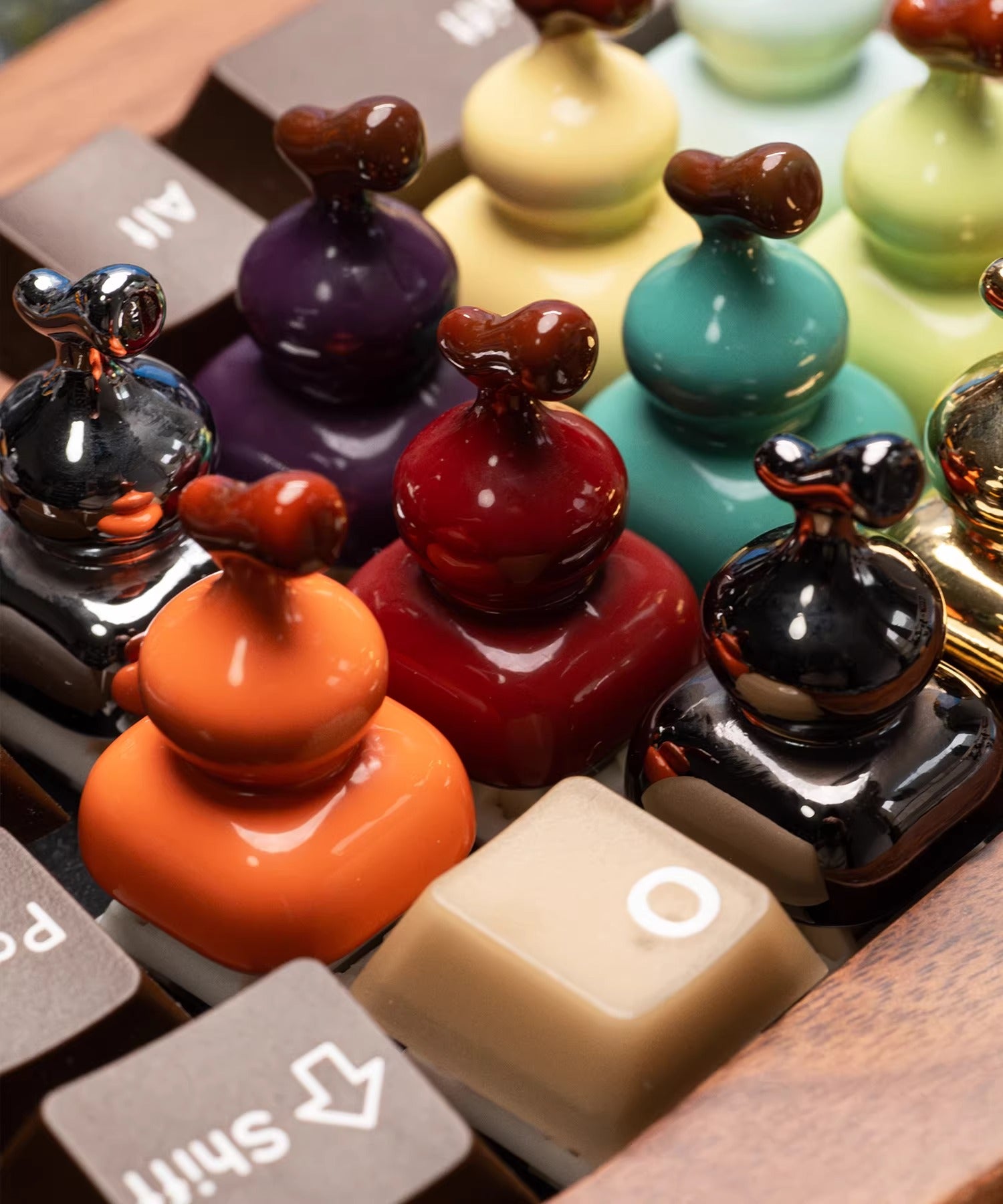Zinc alloy gourd keycaps, metal baked paint personalized keycaps, random blind box mechanical keyboard creative decorative keycaps