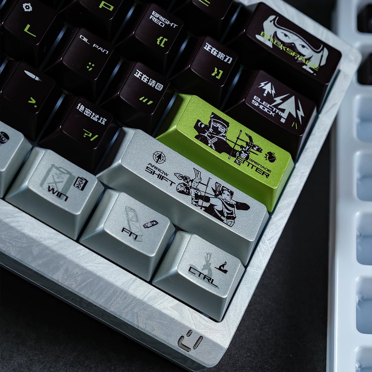 Delta Force themed metallic texture PBT material personalized keycap set, anime and games cultural creative decoration keycap set, compatible with 61/64/68/75/84/87/104 mechanical keyboard