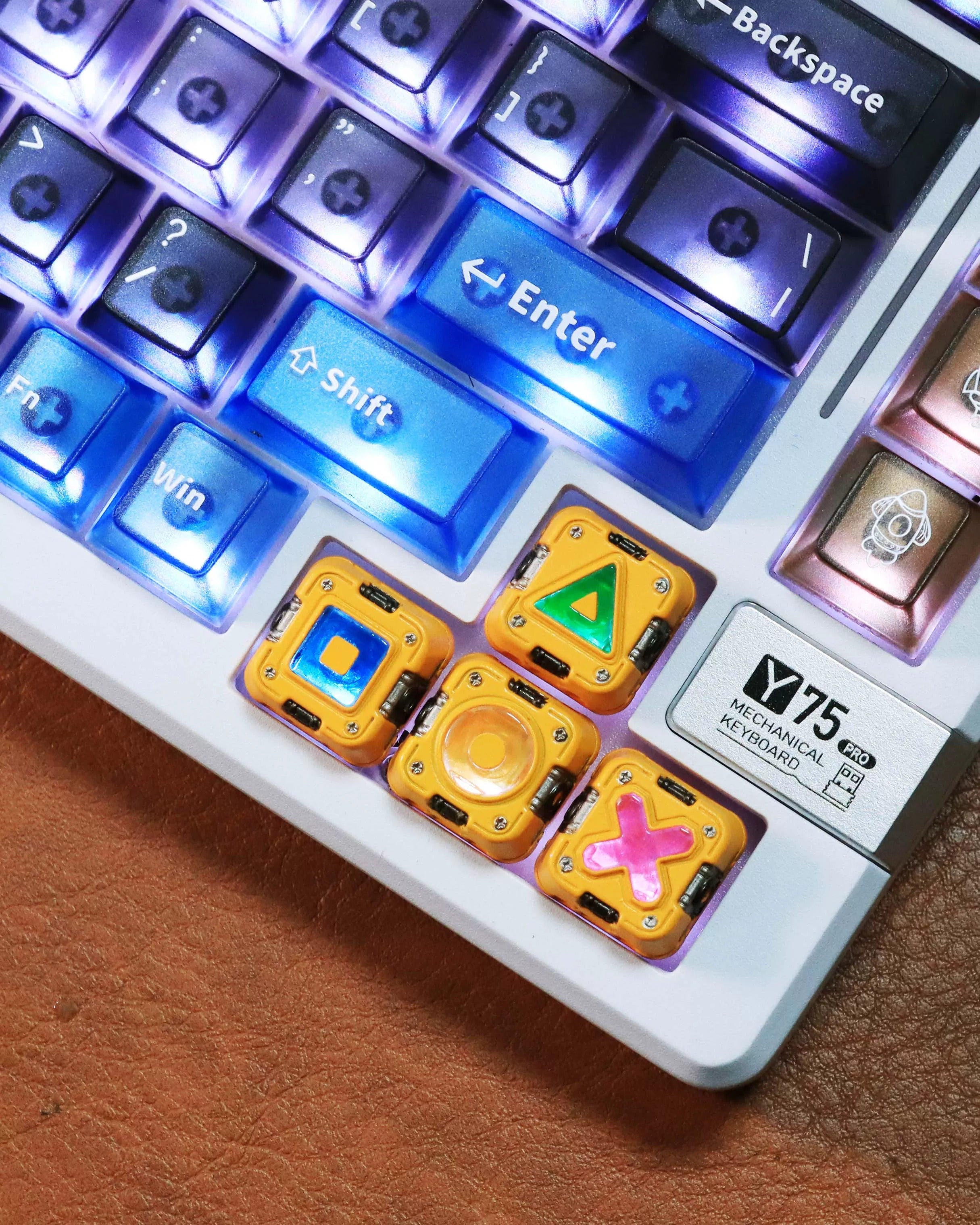 Cyberpunk style directional key set mechanical keyboard handmade personalized metal keycaps translucent personalized keycaps customized mechanical keyboard decorative keycaps