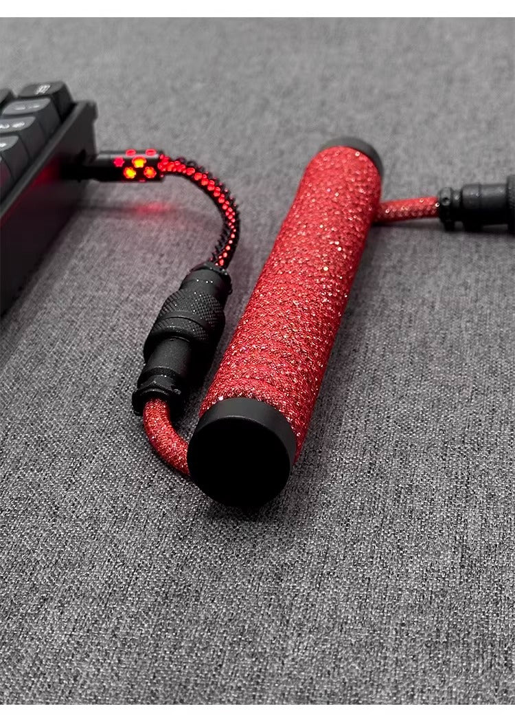 Flash drill three-stage aviation plug custom data cable mechanical keyboard luminous cable supports 8k