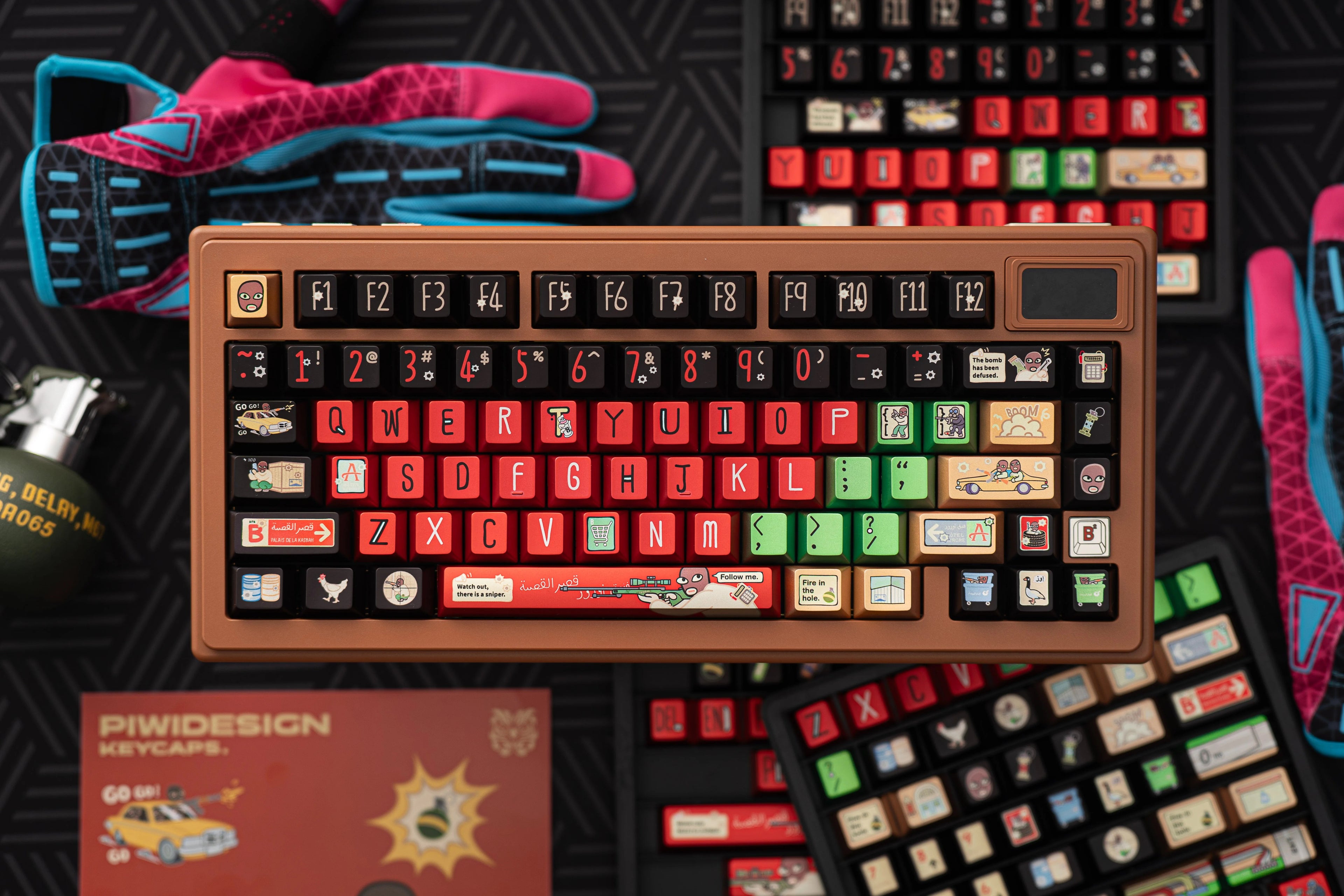 CS2 Stupid Bandit Theme Keycap Five sided Heat Sublimation Original Factory Height 144 Key Metallic Paint CS Theme Personalized Keycap, FPS Game Custom Set Keycap