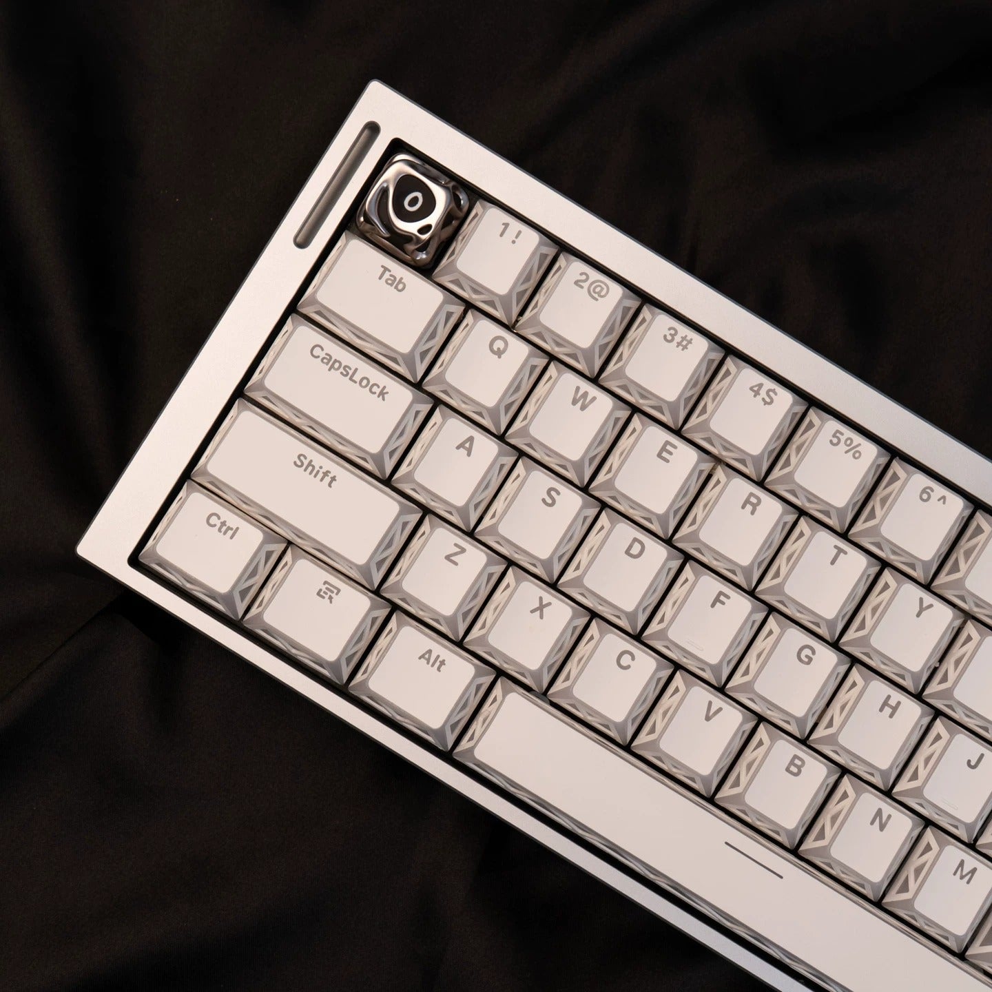 White translucent minimalist design keycap folding shadow, 4-sided hollow translucent front engraving customized keyboard PC+PBT compatible with 61/64/68/75/84/87/104 mechanical keyboard