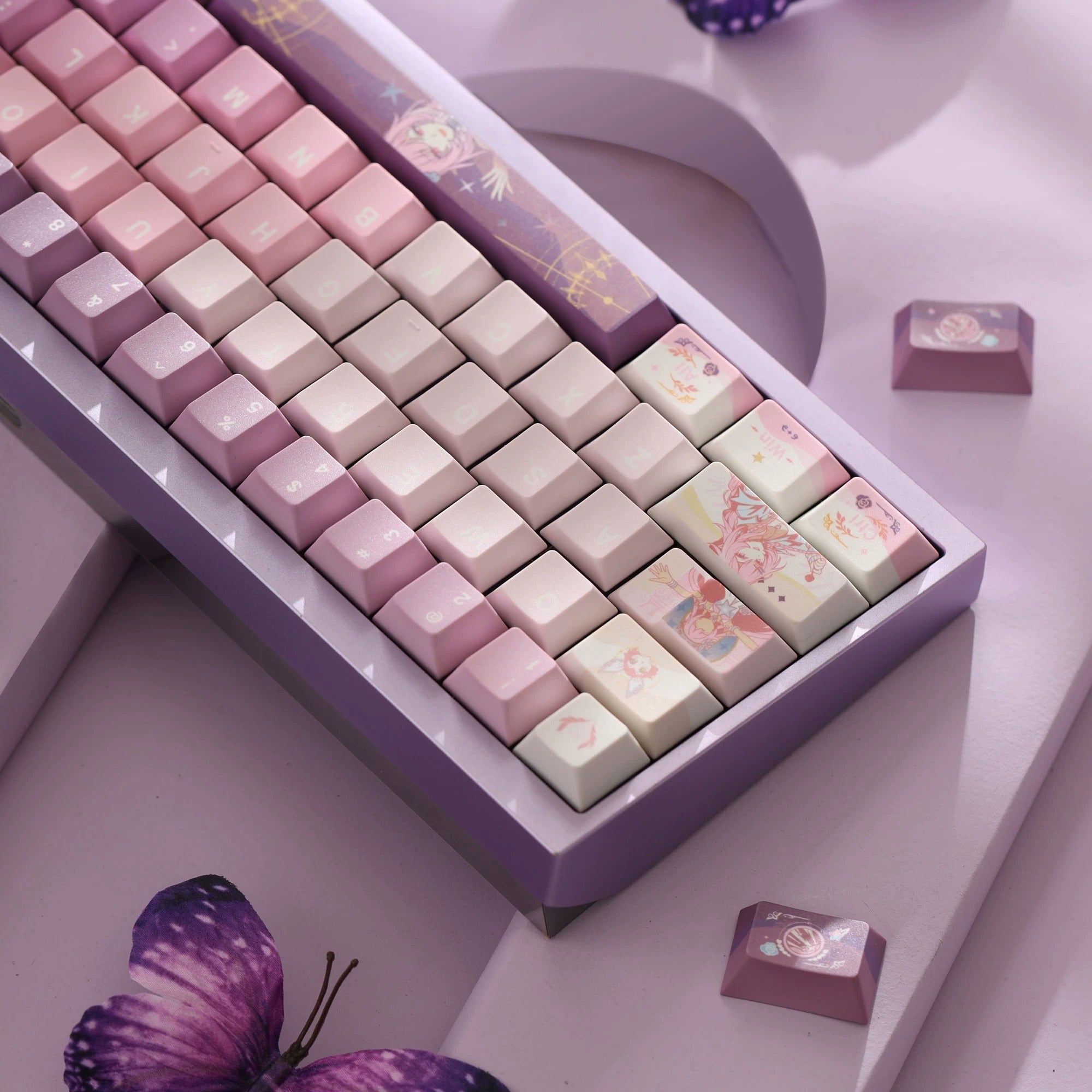 Honkai: Star Rail series, Cyrene theme, original high PBT material keycaps, full five sided thermal sublimation process mechanical keyboard custom set keycaps