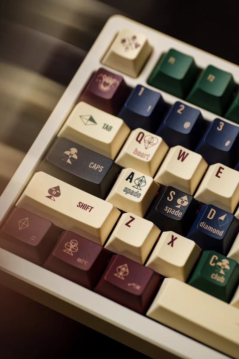 POKER theme, American retro contrasting design, mechanical keyboard keycaps factory height PBT material decoration personalized keycap set