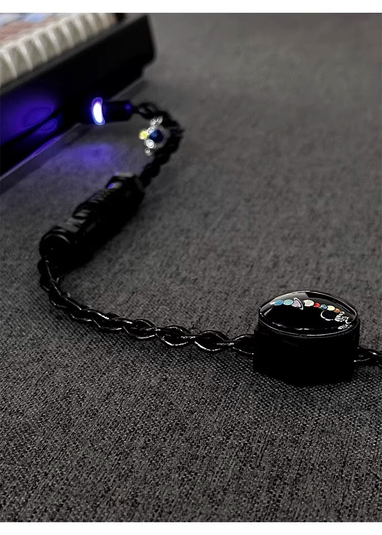 Astronaut theme 1.7m single crystal copper four strand aviation plug customized handmade wire Type-C plug with luminous
