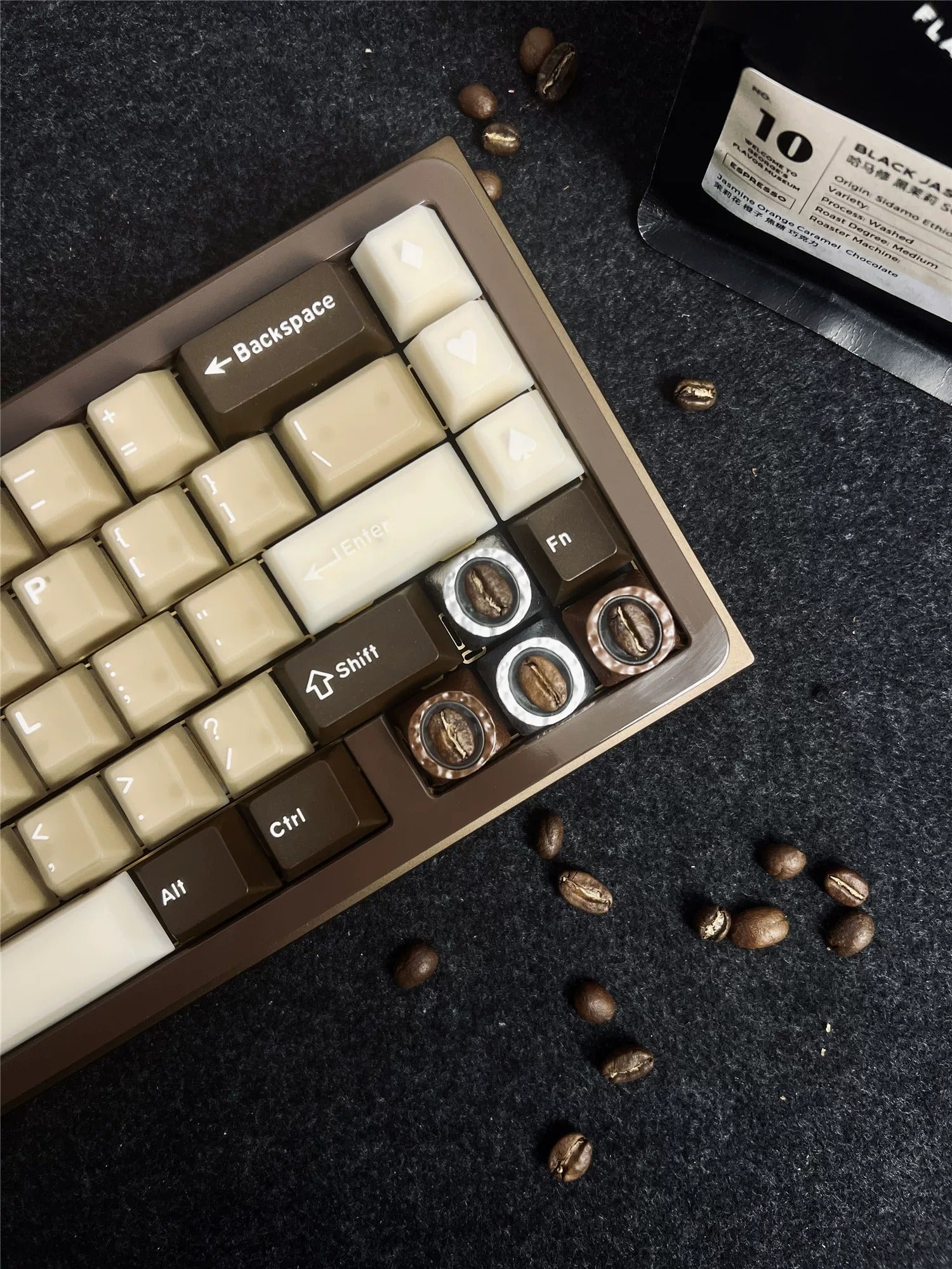 Resin coffee beans, coated with transparent resin coffee beans, creative and personalized keycaps, mechanical keyboard decorative art keycaps