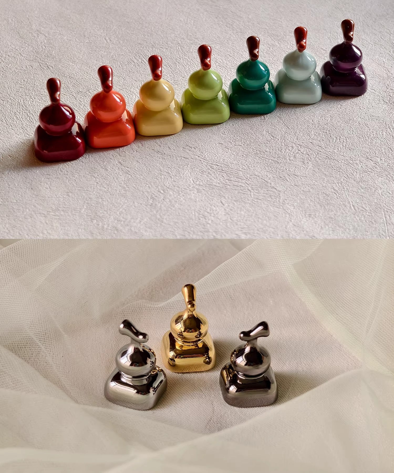 Zinc alloy gourd keycaps, metal baked paint personalized keycaps, random blind box mechanical keyboard creative decorative keycaps