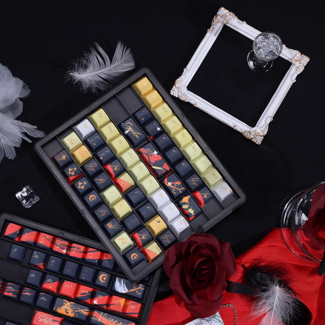 Arknights series, Viviana theme, custom set personalized keycap series, PBT material, compatible with 61/64/68/75/84/87/104 mechanical keyboard keycap set