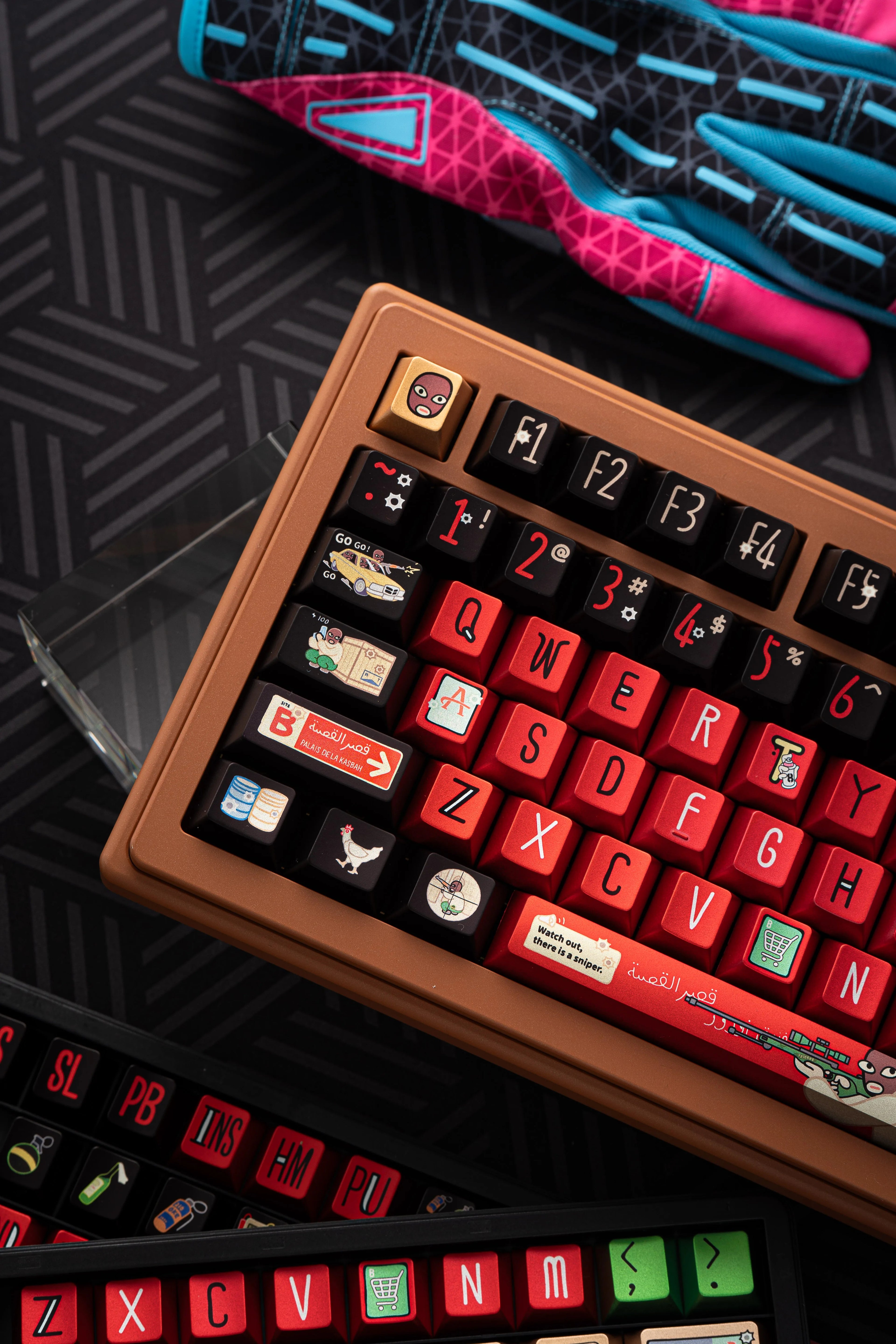 CS2 Stupid Bandit Theme Keycap Five sided Heat Sublimation Original Factory Height 144 Key Metallic Paint CS Theme Personalized Keycap, FPS Game Custom Set Keycap