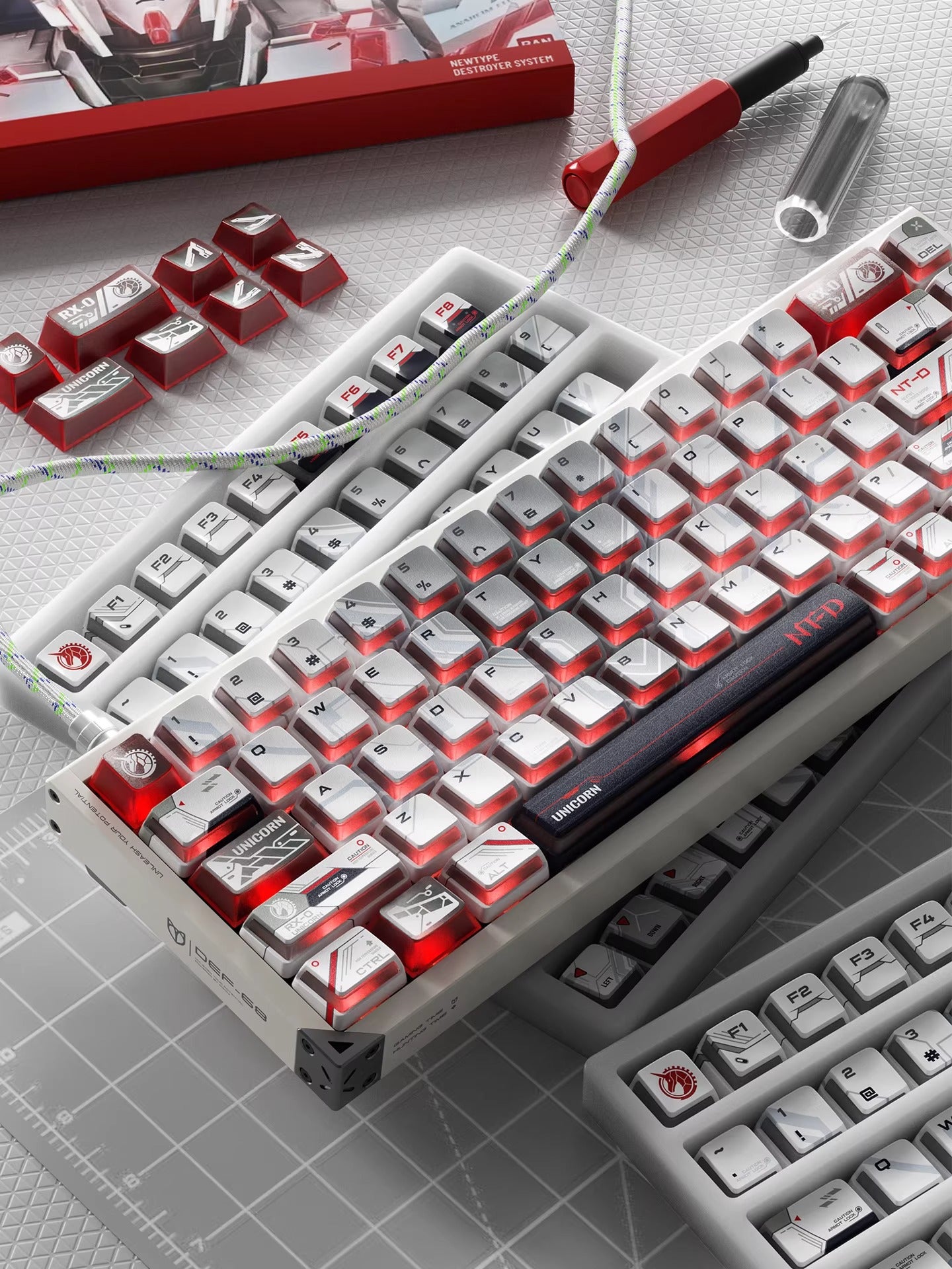 Gundam themed keycaps, RX-0,BANSHEE, 141 key+24 key PC, anime decoration keycap set