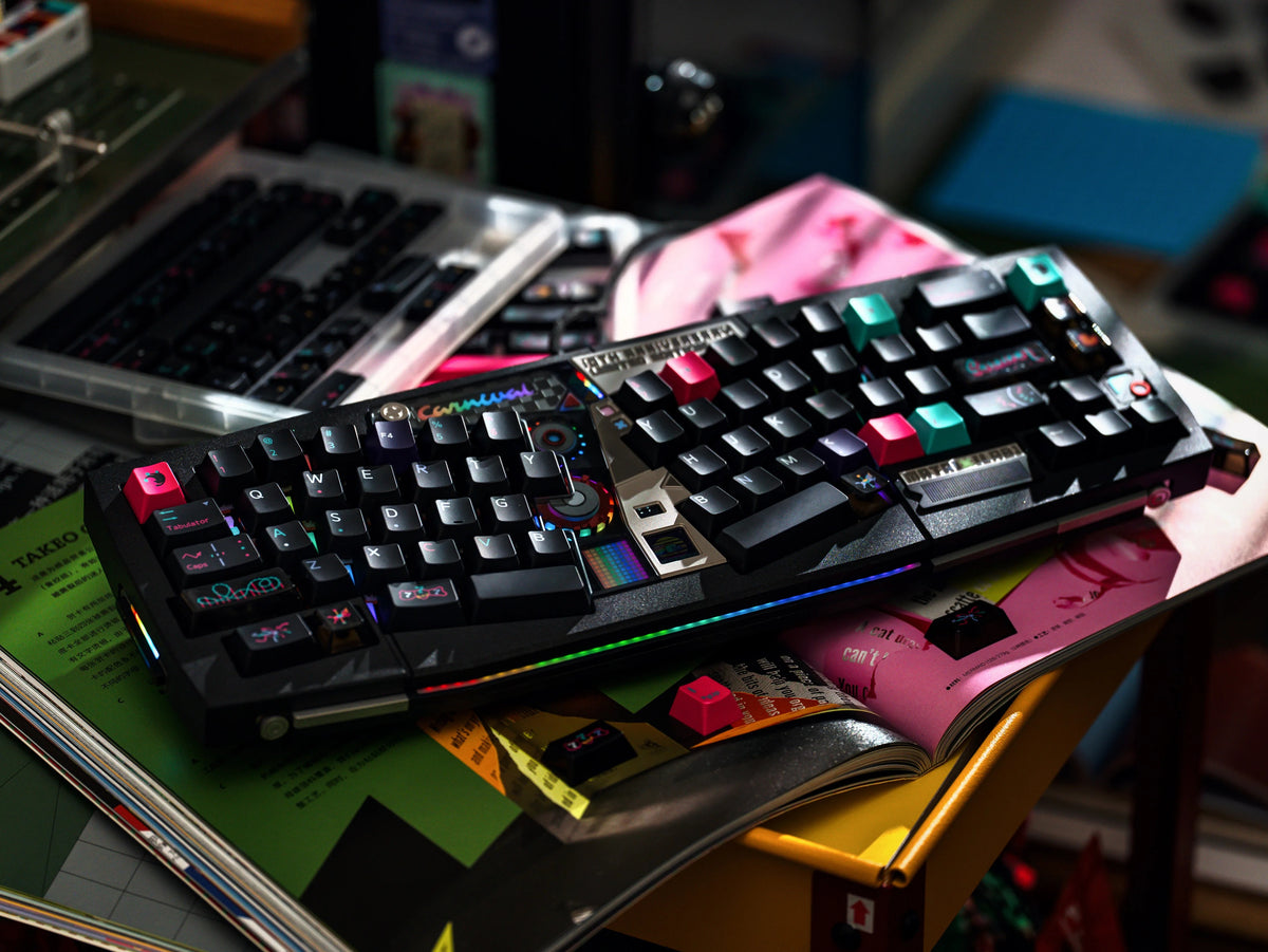 Carnival Ceremony themed design, creative keycap set, PBT material personalized keycap set, mechanical keyboard replacement decorative keycaps, compatible with 61/64/68/75/84/87/104 key mechanical keyboard