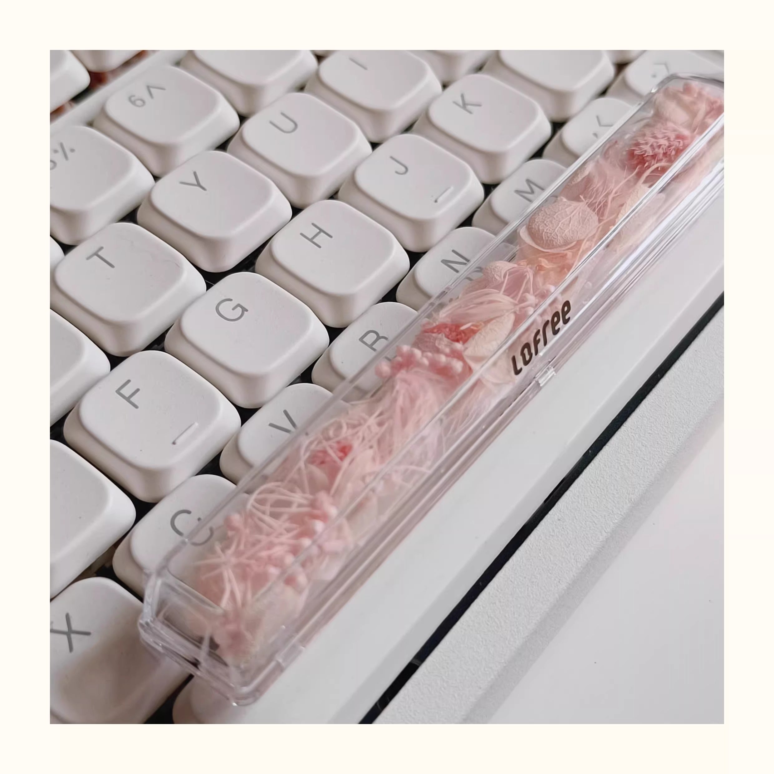 Natural Plant Specimen Eternal Flower Series, Lofree, 6.25U Crystal drops of glue Spacebar, Art Decorative Keycaps.