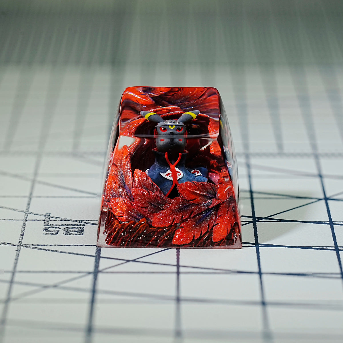 Umbreon Fusion NARUTO Fusion Akatsuki Crystal Resin Keycaps Original Design Personalized Keycaps, Anime Game Culture Creative Keycaps Mechanical Keyboard Cartoon Decorative Keycaps