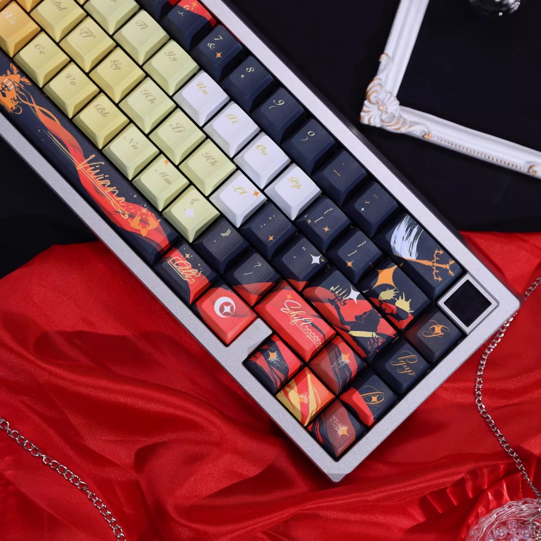 Arknights series, Viviana theme, custom set personalized keycap series, PBT material, compatible with 61/64/68/75/84/87/104 mechanical keyboard keycap set