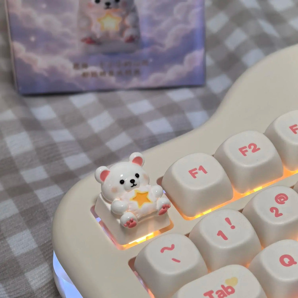 Wishing Star Bear Theme, personalized keycaps, Cute cartoon character design creative keycaps, mechanical keyboard decorative keycaps