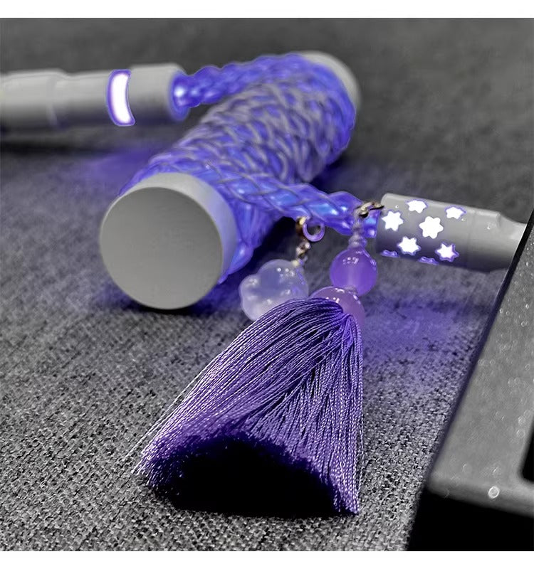 Pink/purple, single crystal copper spiral integral luminous aviation plug, manually customized data cable, keyboard cable