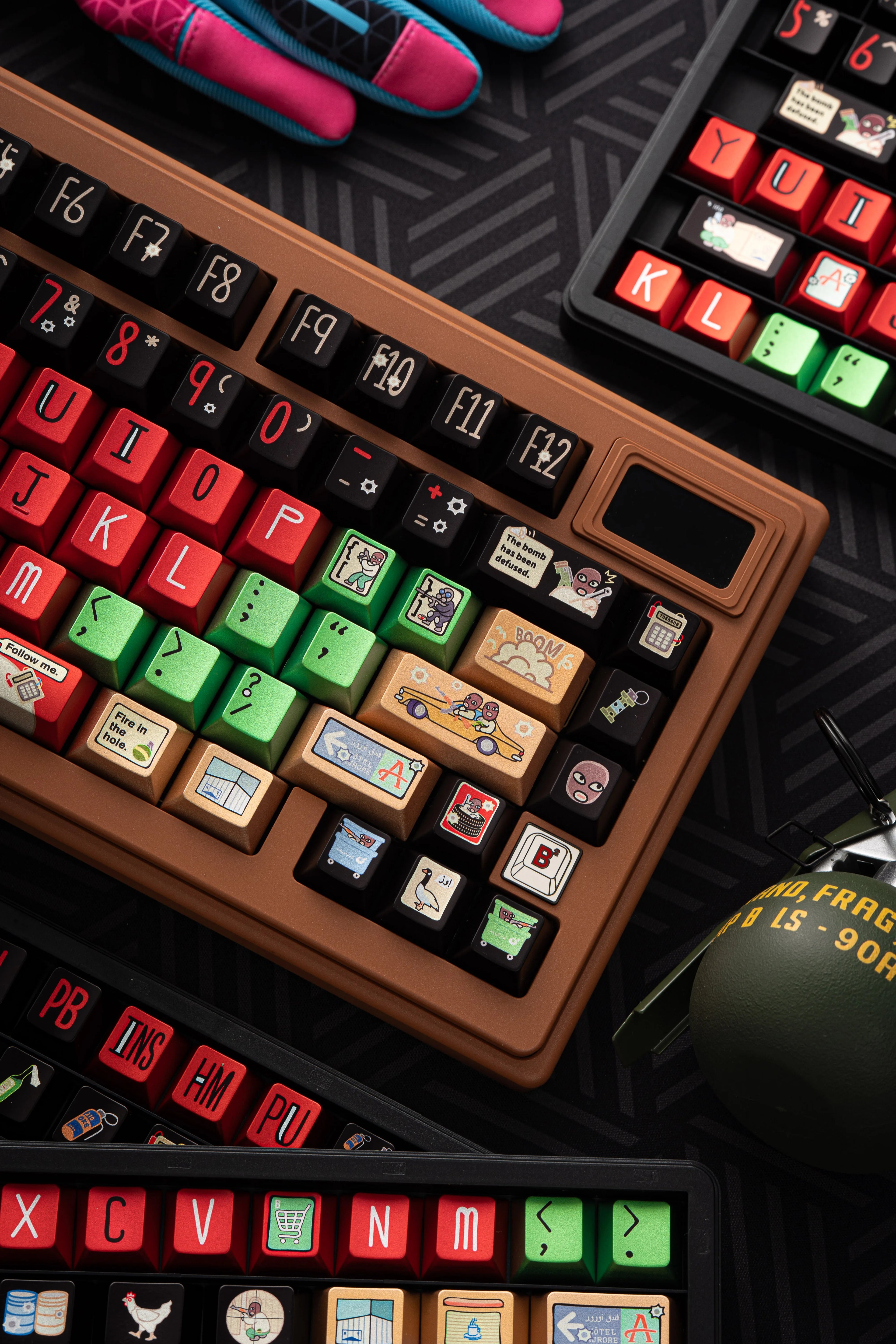CS2 Stupid Bandit Theme Keycap Five sided Heat Sublimation Original Factory Height 144 Key Metallic Paint CS Theme Personalized Keycap, FPS Game Custom Set Keycap