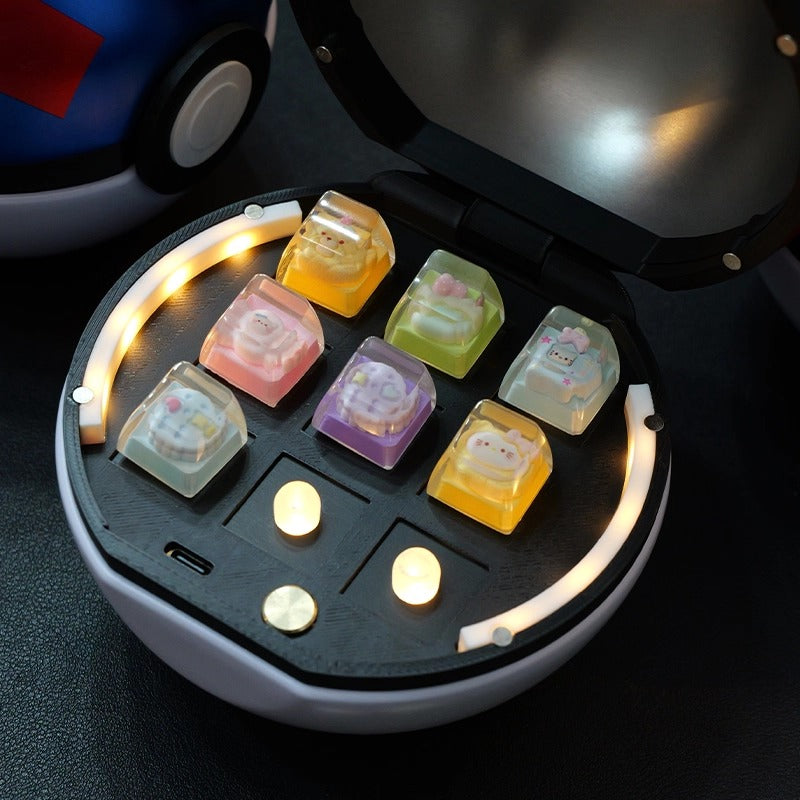 Pok é mon Pok é Ball, 3X3 size, iron shell+PLA nine key position with cover, built-in illuminated key cap box, key cap display box
