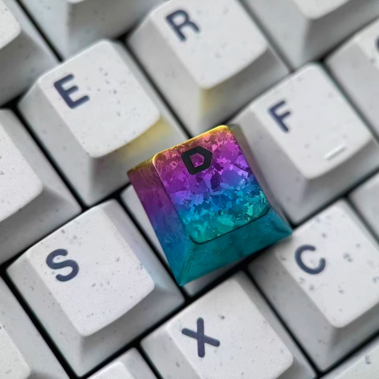 WASD key position titanium alloy material personalized decorative keycaps, corrosion-resistant gaming keycaps, metal carving art keycaps, colored titanium alloy