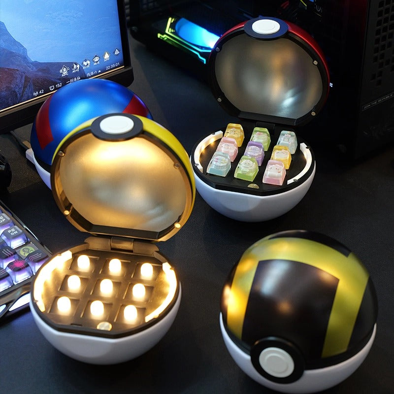 Pok é mon Pok é Ball, 3X3 size, iron shell+PLA nine key position with cover, built-in illuminated key cap box, key cap display box