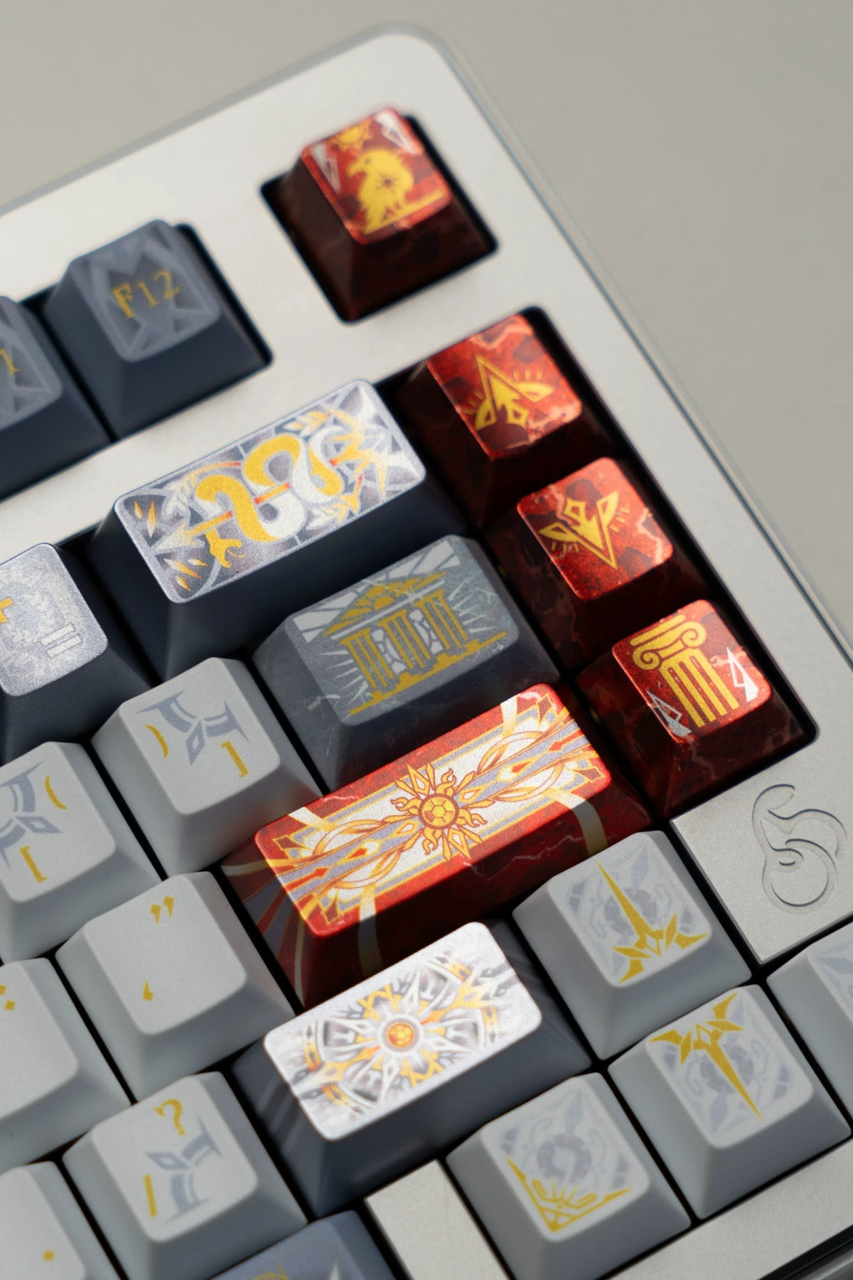 Sun God Apollo, PBT metallic paint texture+ PC material Mechanical Keyboard Replacement Keycap Set, Compatible with 61/64/68/75/84/87/104 Key Mechanical Keyboard Keycap Set
