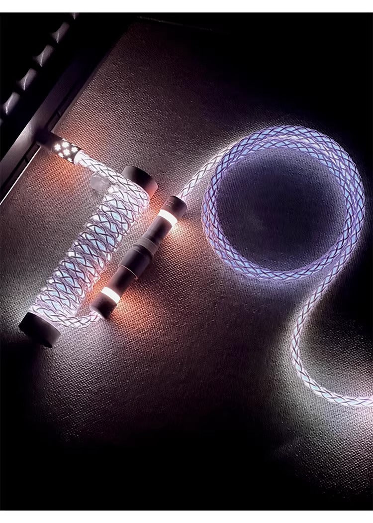 Pink/purple, single crystal copper spiral integral luminous aviation plug, manually customized data cable, keyboard cable