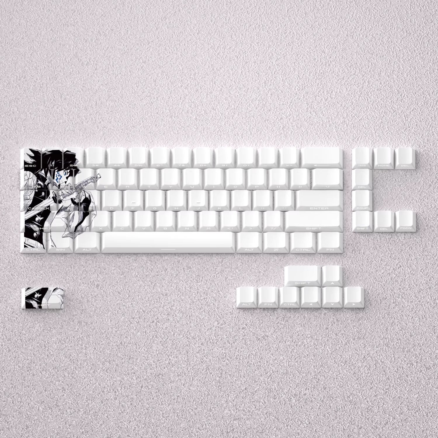 Demon Slayer: Kimetsu no Yaiba series, Tomioka Giyuu theme, original high PBT material compatible MX switch mechanical keyboard, anime game theme set keycaps, mechanical keyboard replacement keycap set