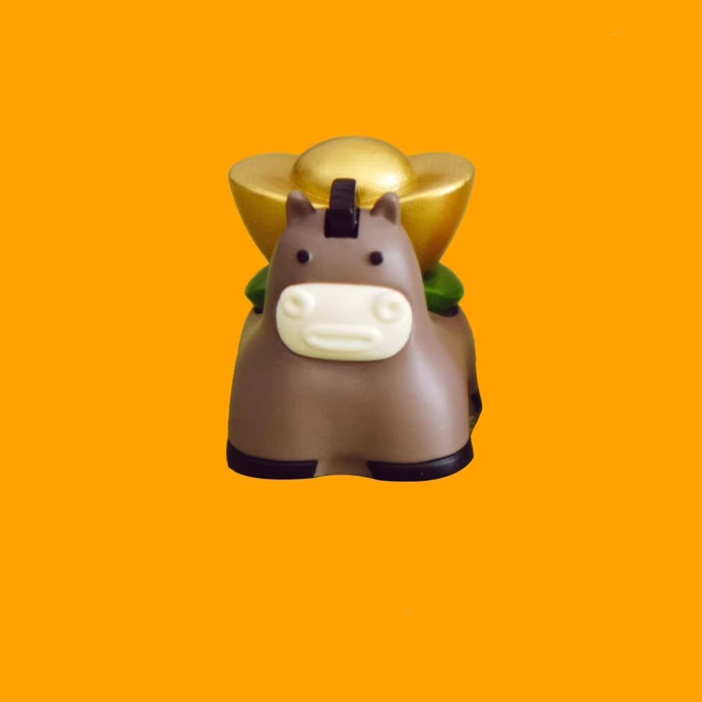 Chinese New Year, Year of the Horse, auspicious symbolism. Small horse shaped painted personalized keycaps, keyboard decorated keycaps