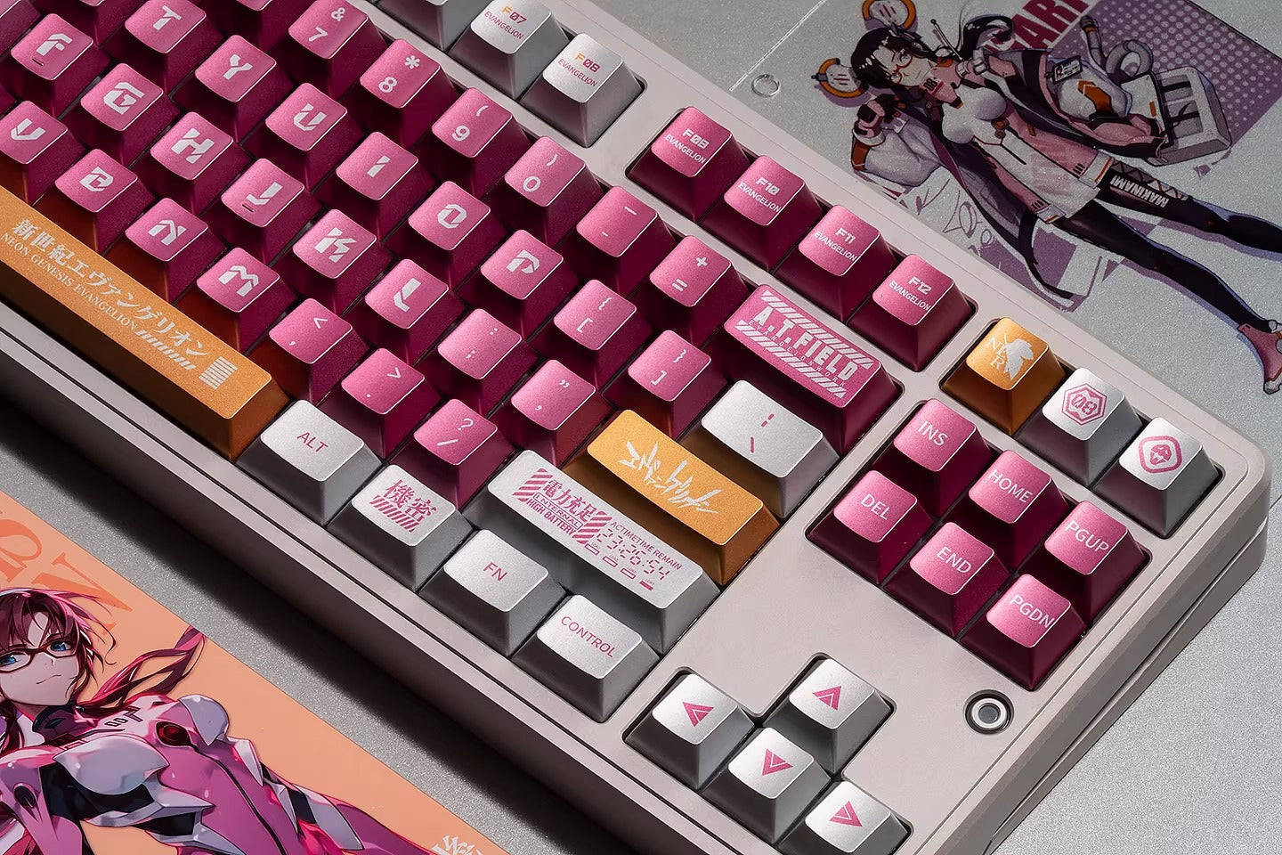 EVA series, mecha themed design, PBT metallic paint material personalized keycap set, anime and game creative design decoration set keycaps