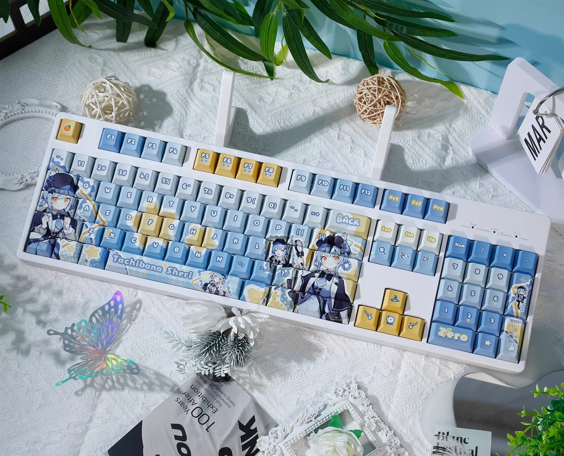 Magical Girl Witch Trial, Tachibana Sherii theme design keycap, decorative keycap set PBT anime animation keycap mechanical keyboard personalized keycap set, suitable for 61/64/68/75/84/87/104 key mechanical keyboards