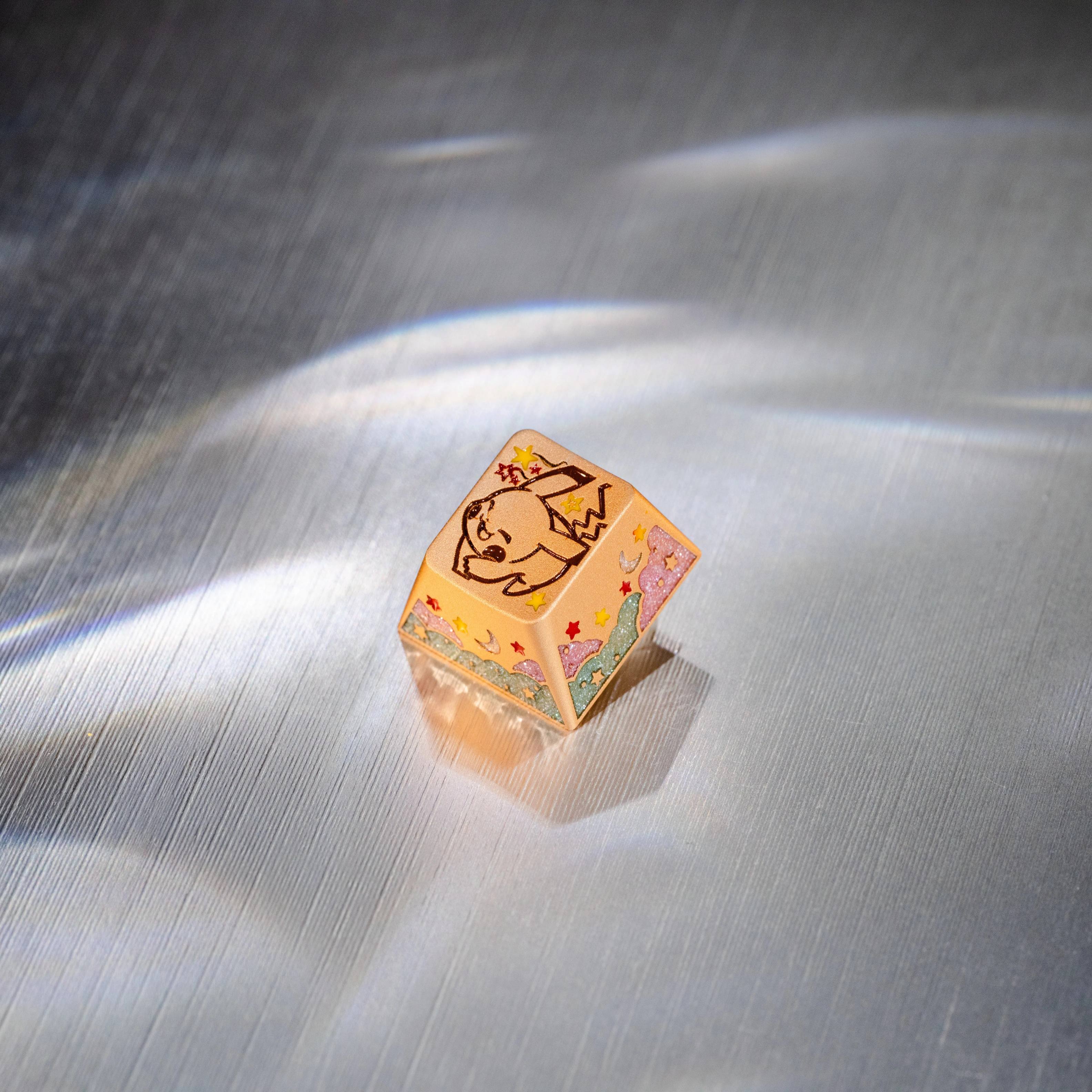 Pok é mon series, Pikachu themed design, keycaps made of aluminum alloy material CNC integrated precision machining personalized keycaps, mechanical keyboard decorative keycaps