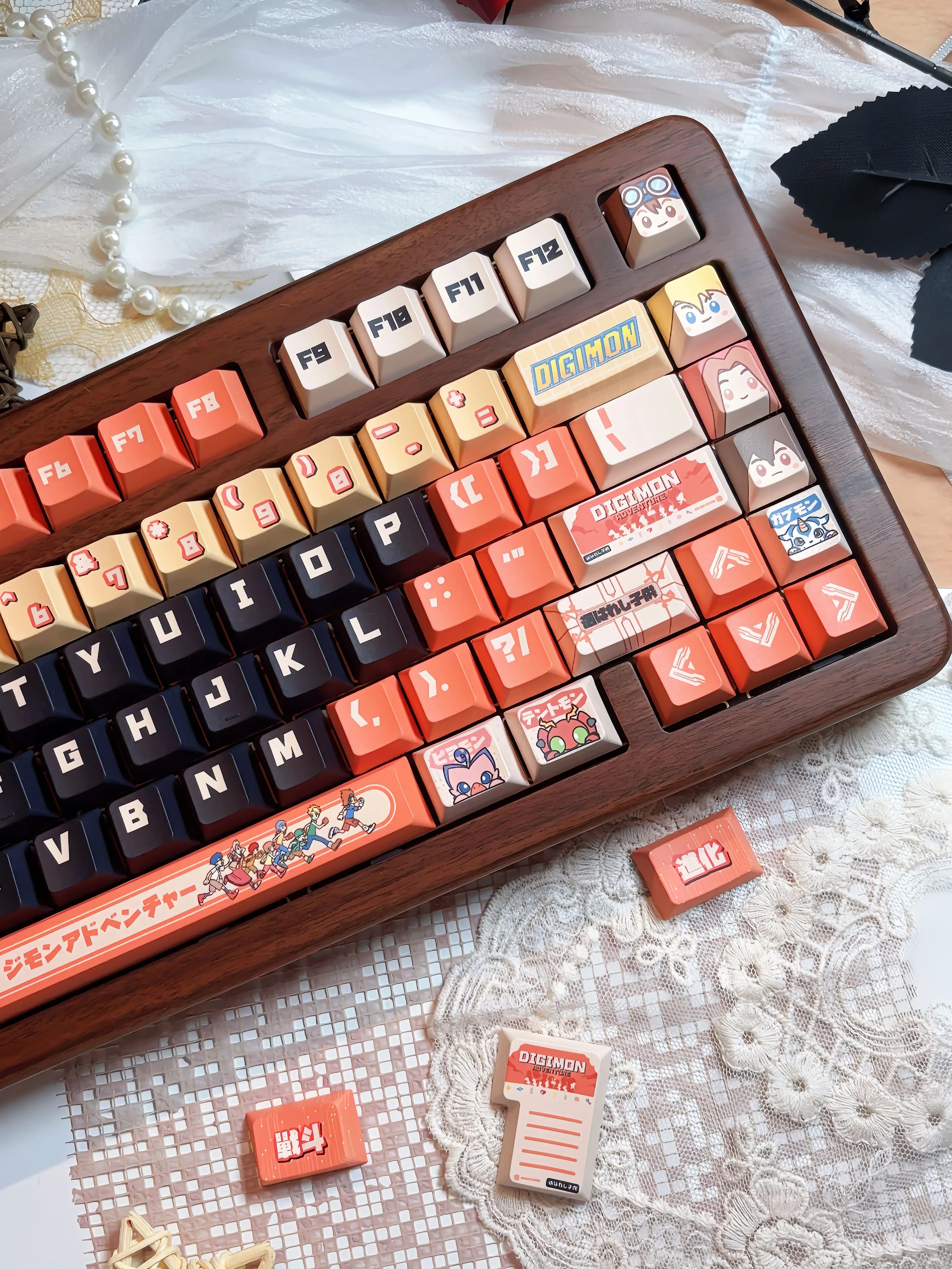 Digimon Theme Series, PBT material, sublimation technology, animation cartoon decoration keycap set