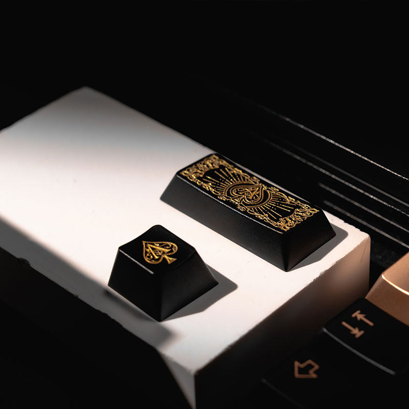 spade ♠ A theme, poker metal personalized keycaps 1U+2.25U personalized set, mechanical keyboard creative decorative keycaps