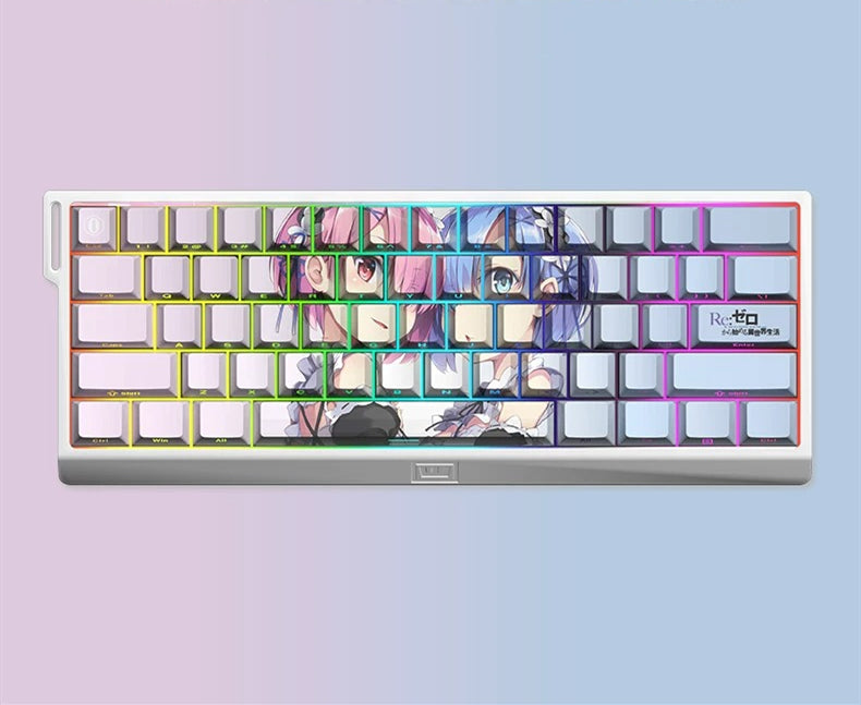 Re:Life in a different world from zero ,Rem PBT material personalized key cap set, animation game culture creative decoration key cap set, compatible with 61/64/68/75/84/87/104 key mechanical keyboard