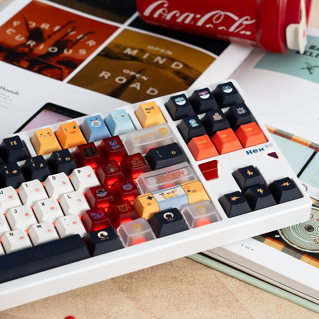 Pikachu themed keycap set, mechanical keycap PBT material material personalized keycap set, Animated cartoon keycaps, compatible with 61/64/68/75/84/87/104 mechanical keyboard replacement keycap