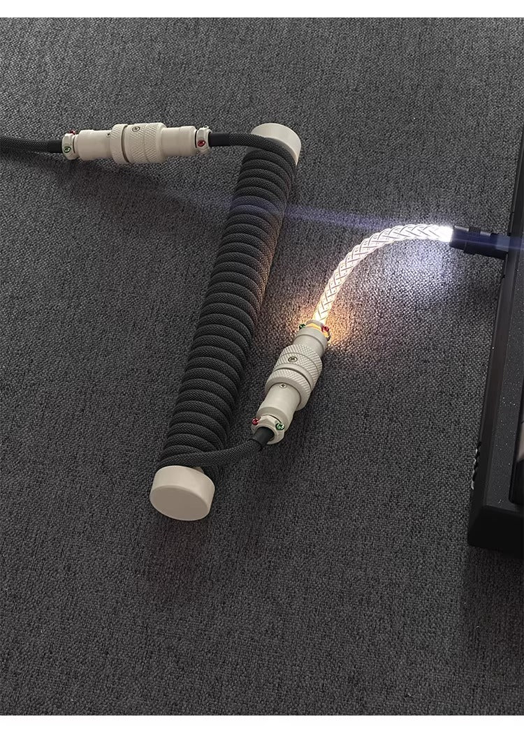 Three segment cold and warm light aviation plug, manually customized data cable, wild color matching magnetic shaft mechanical keyboard cable