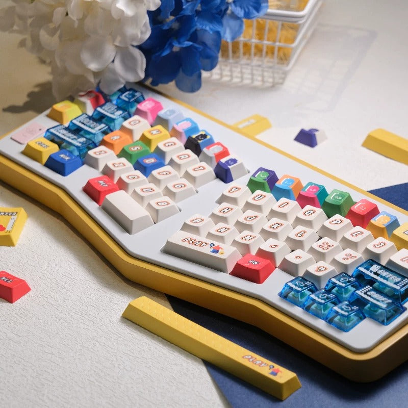 Colorful LEGO Theme Set keycaps, PBT+PC material personalized keycap set, anime and games cultural creative decoration keycap set, compatible with 61/64/68/75/84/87/104 mechanical keyboard