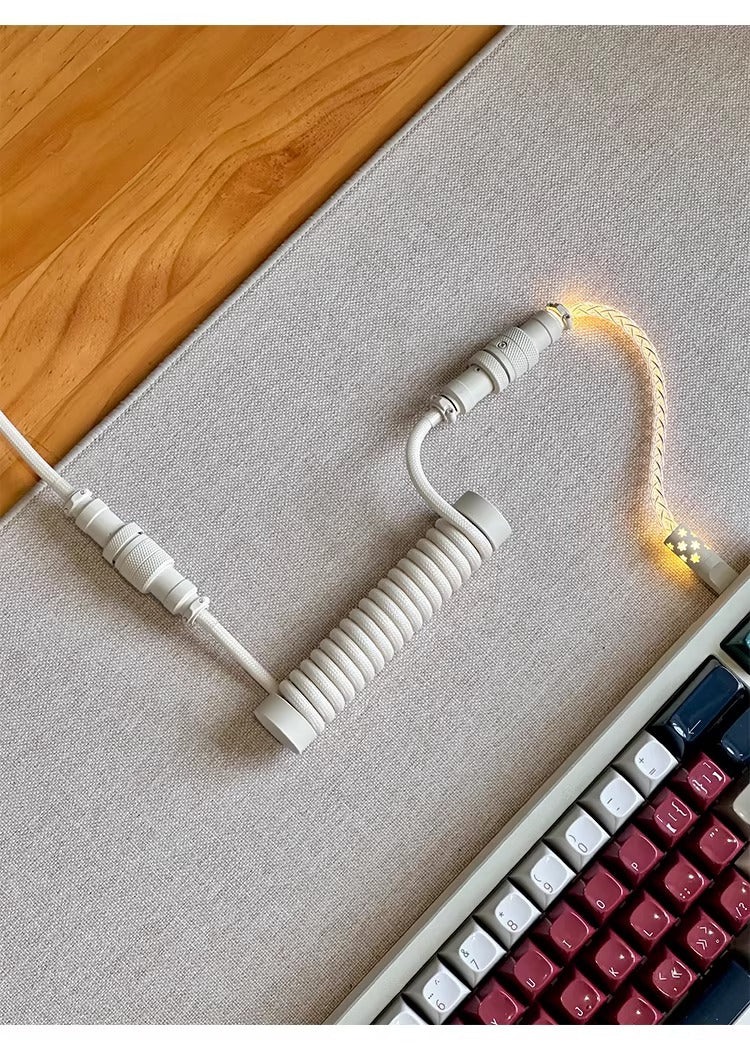 Three segment illuminated aviation plug cable customized keyboard cable 8k customized keyboard data cable