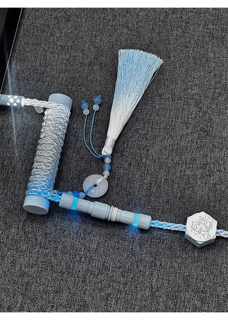 Single crystal copper aviation plug data cable, white blue gradient overall luminous 8k magnetic axis keyboard cable