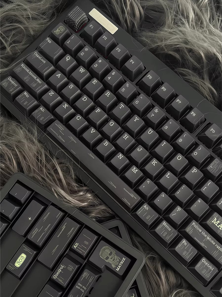 The Matrix Theme personalized keycap set, made of PBT material and featuring five sided heat sublimation technology keycaps with original factory height