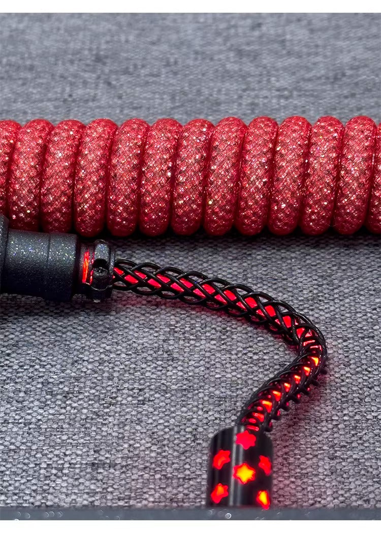 Flash drill three-stage aviation plug custom data cable mechanical keyboard luminous cable supports 8k