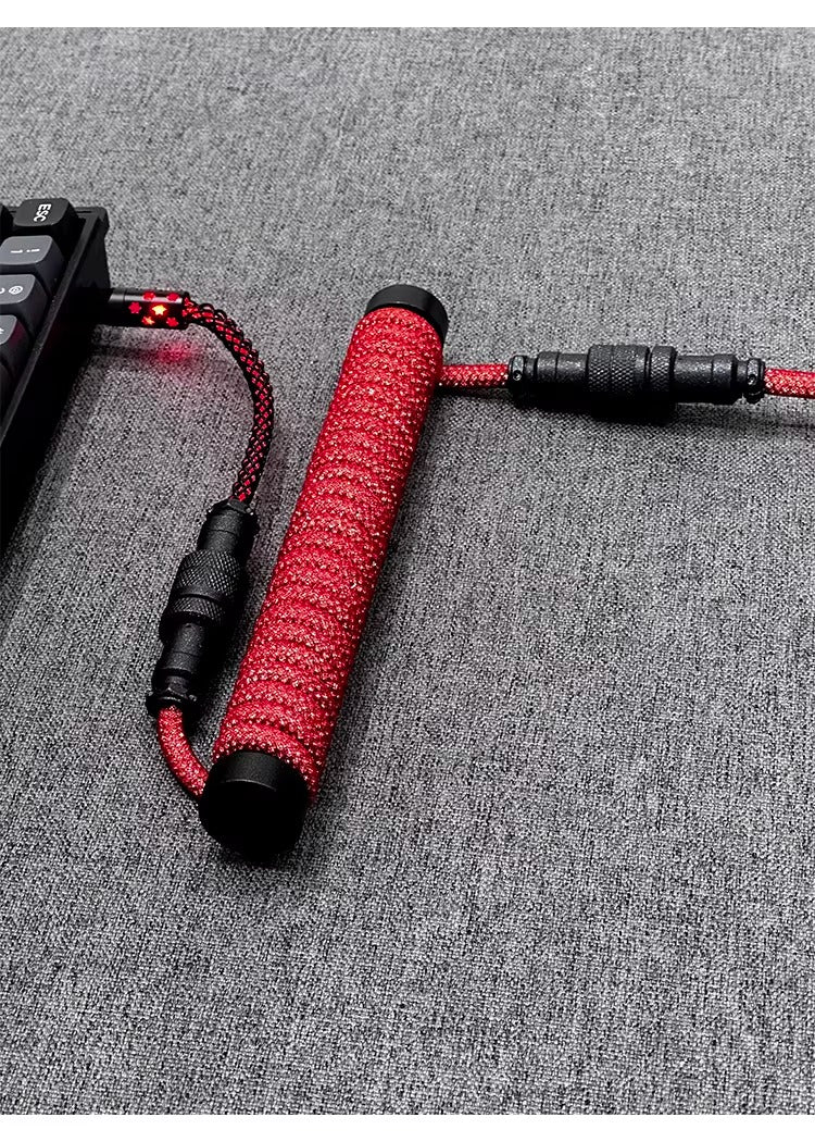 Flash drill three-stage aviation plug custom data cable mechanical keyboard luminous cable supports 8k