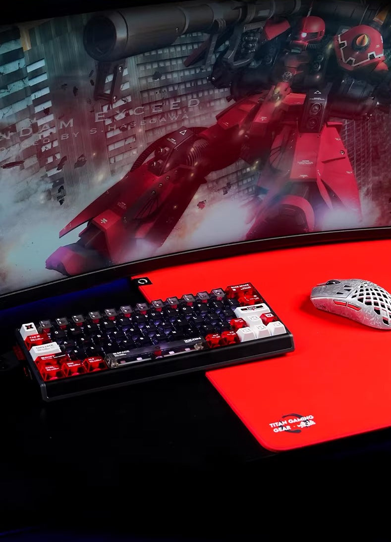 Gundam series, ZEONOGRAPHY theme, 76 key ABS+PC material personalized keycap set, anime and game themed decorative keycaps