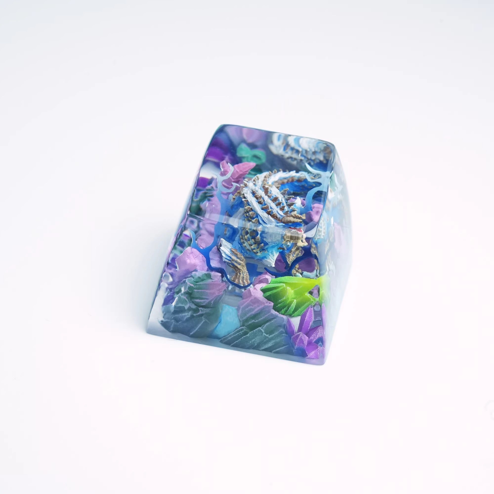 Monster Hunter, Zinogre, 1U Crystal Resin molded personalized keycaps, handcrafted keycaps decorated by artisans