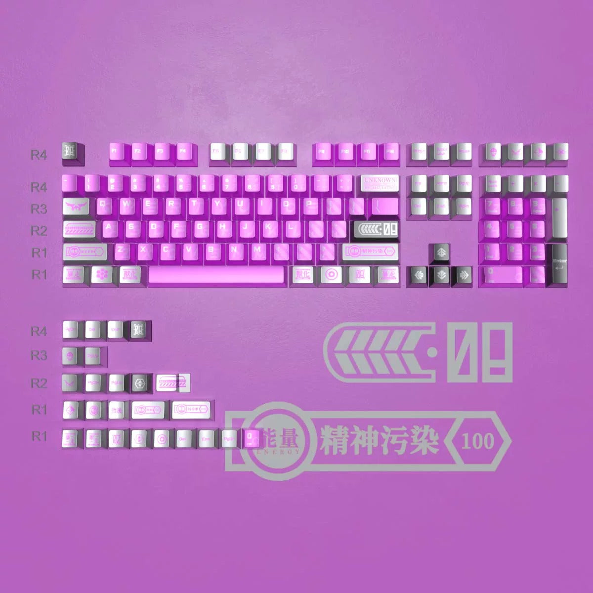 Metal paint texture anime set keycap collection theme design simple keycap replacement set, custom set personalized keycap series,PBT material, Original factory height, compatible with 61/64/68/75/84/87/104 mechanical keyboard keycap set
