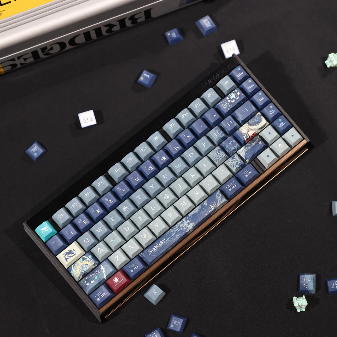 Arknights series,Skadi the Corrupting Hearttheme, custom set personalized keycap series, PBT material, compatible with 61/64/68/75/84/87/104 mechanical keyboard keycap set