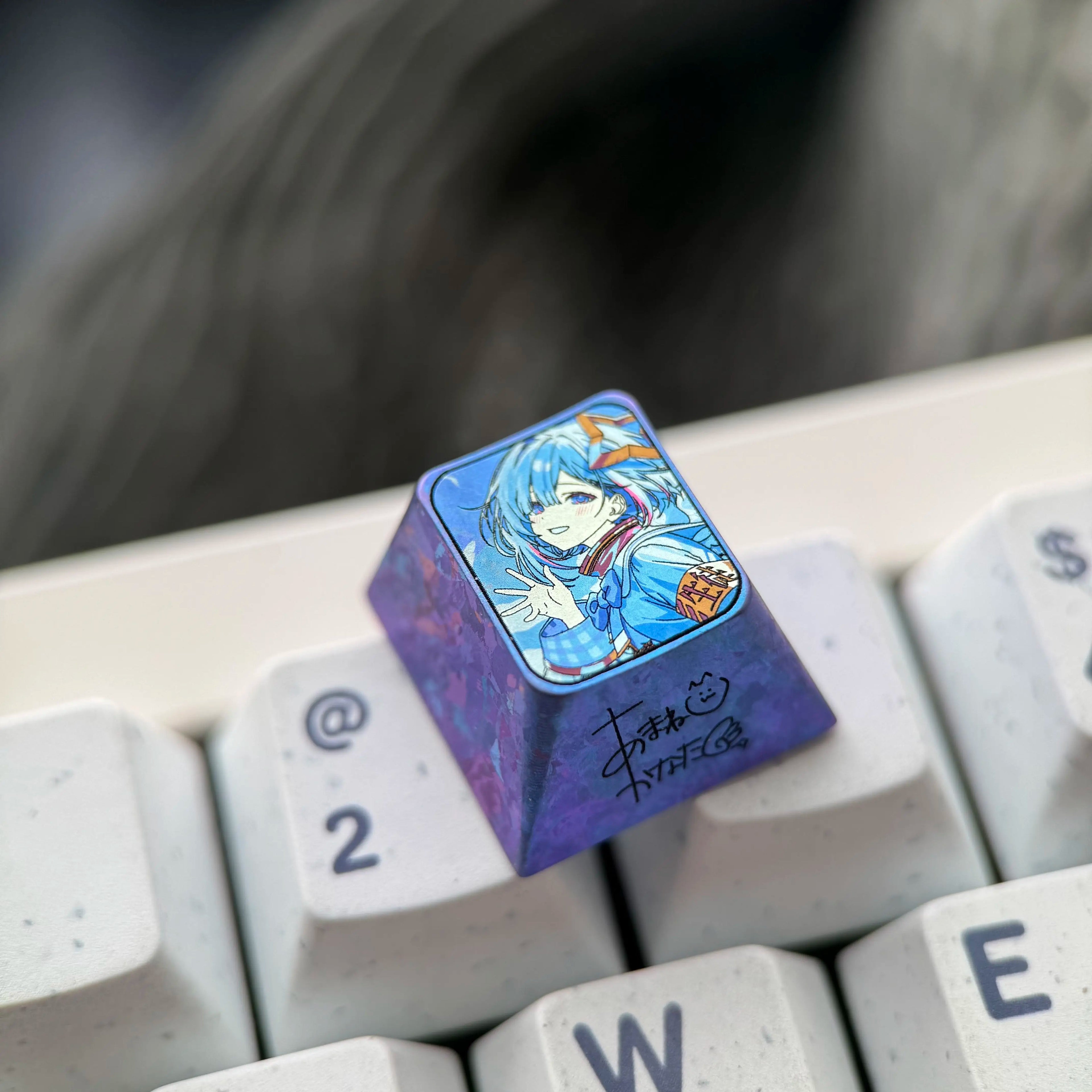 Amane Kanata, 1U titanium alloy personalized keycap, anime and game culture creative mechanical keyboard decoration keycap